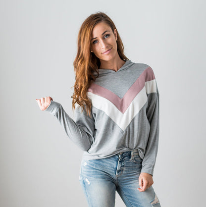 Top de manga larga con estampado de chevrones