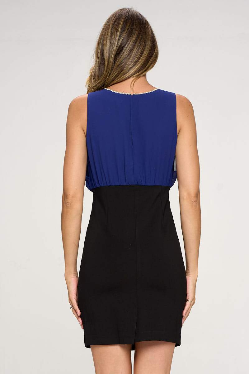 Robe ajustée bicolore sans manches