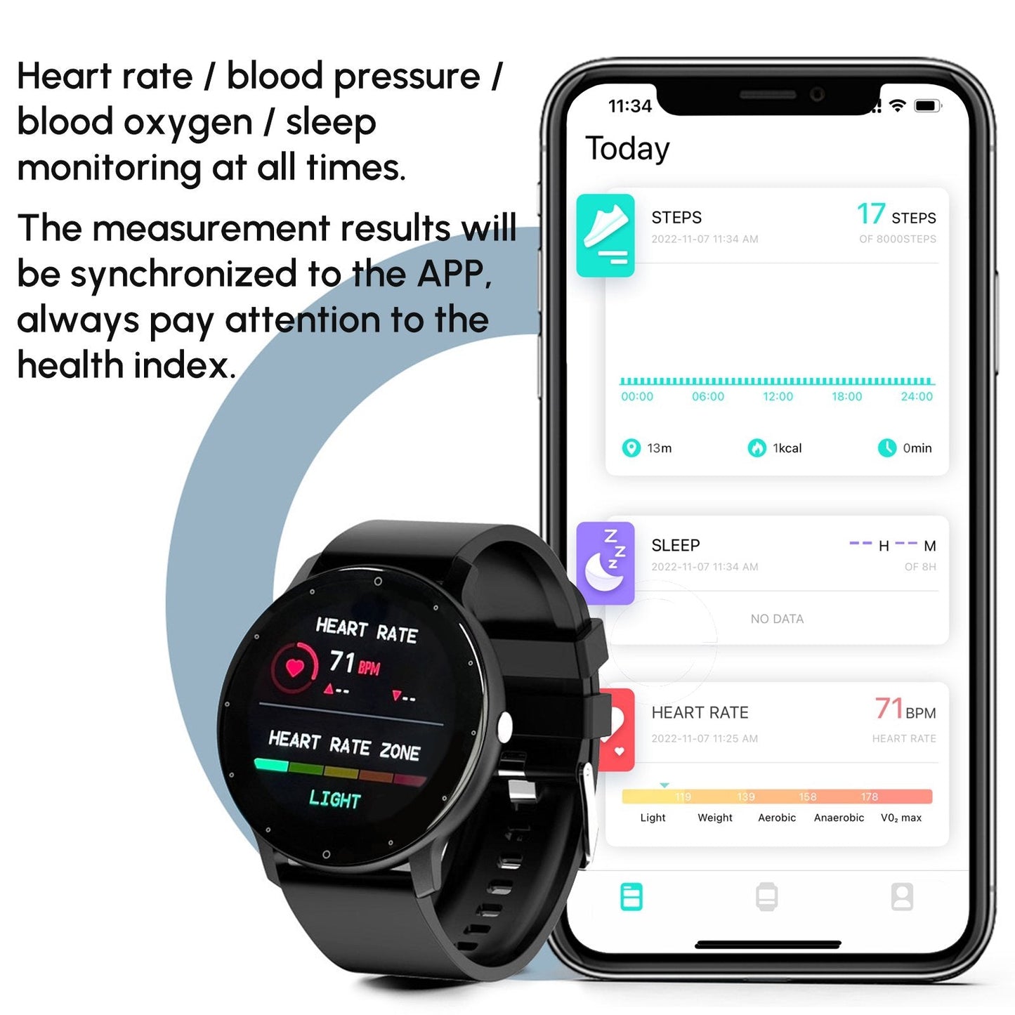 Reloj inteligente Bluetooth P67 resistente al agua con cámara y control remoto.