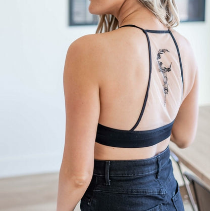 Crescent Moon Dream Catcher Tattoo Mesh Bralette