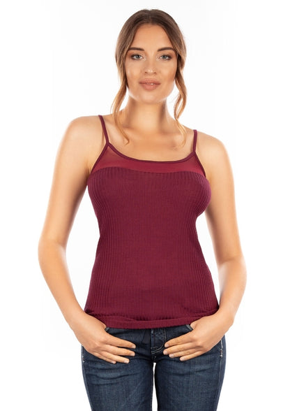 EGI Exclusive Collections Merino Wool Blend Sleeveless Cami with Tulle