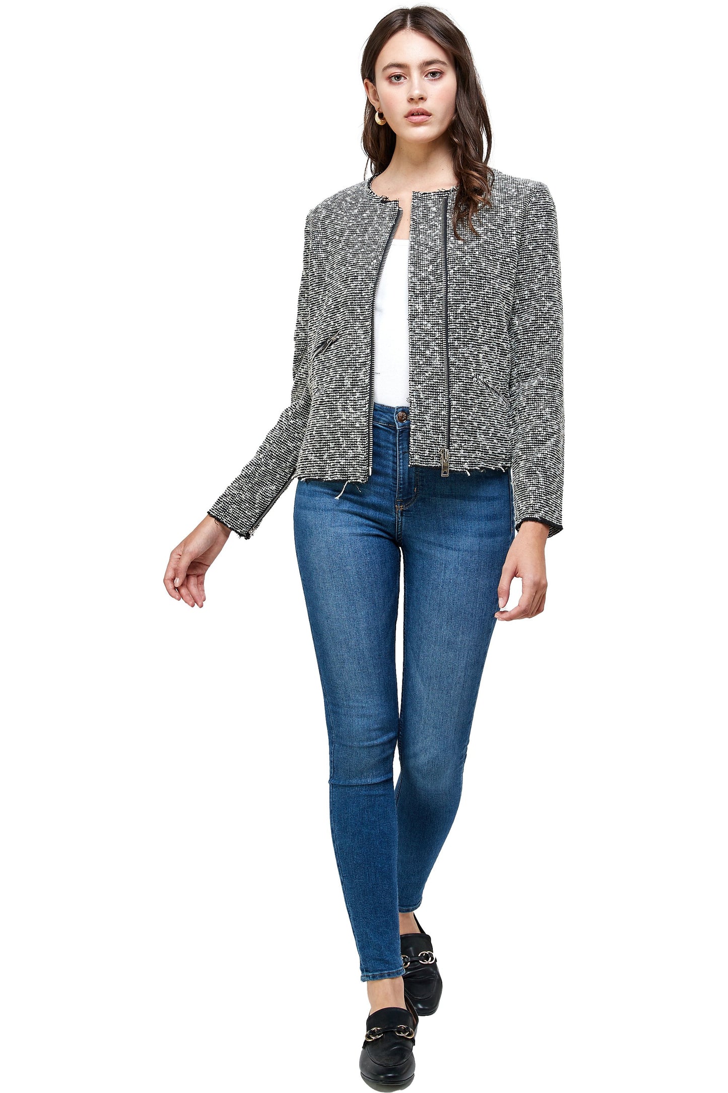 Veste zippée texturée – Élégance décontractée