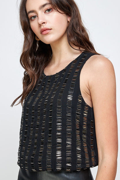 Robe droite texturée sans manches – Modern Glamour