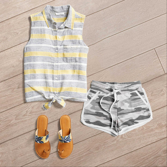 French Terry Camouflage Piping Shorts