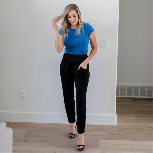 Pantalon à taille plissée Ity avec poches latérales