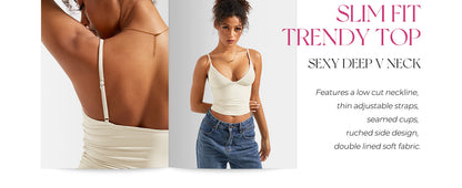 Débardeur sexy sans manches à col en V profond pour femme, haut basique ajusté Y2K