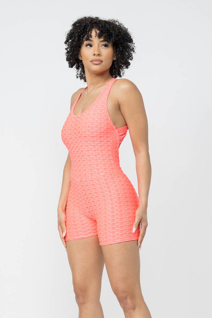Mono sin mangas con espalda cruzada y estampado de panal de jacquard