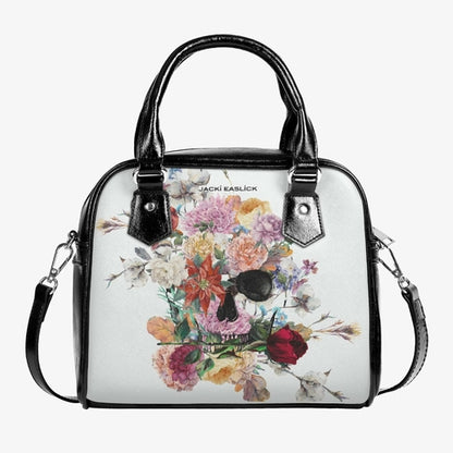 Sacoche en cuir à motif tête de mort et fleurs Jacki Easlick