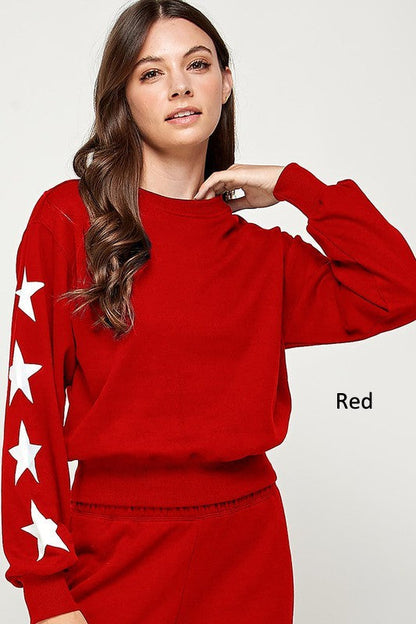 Sudadera básica de polar con estampado de estrellas