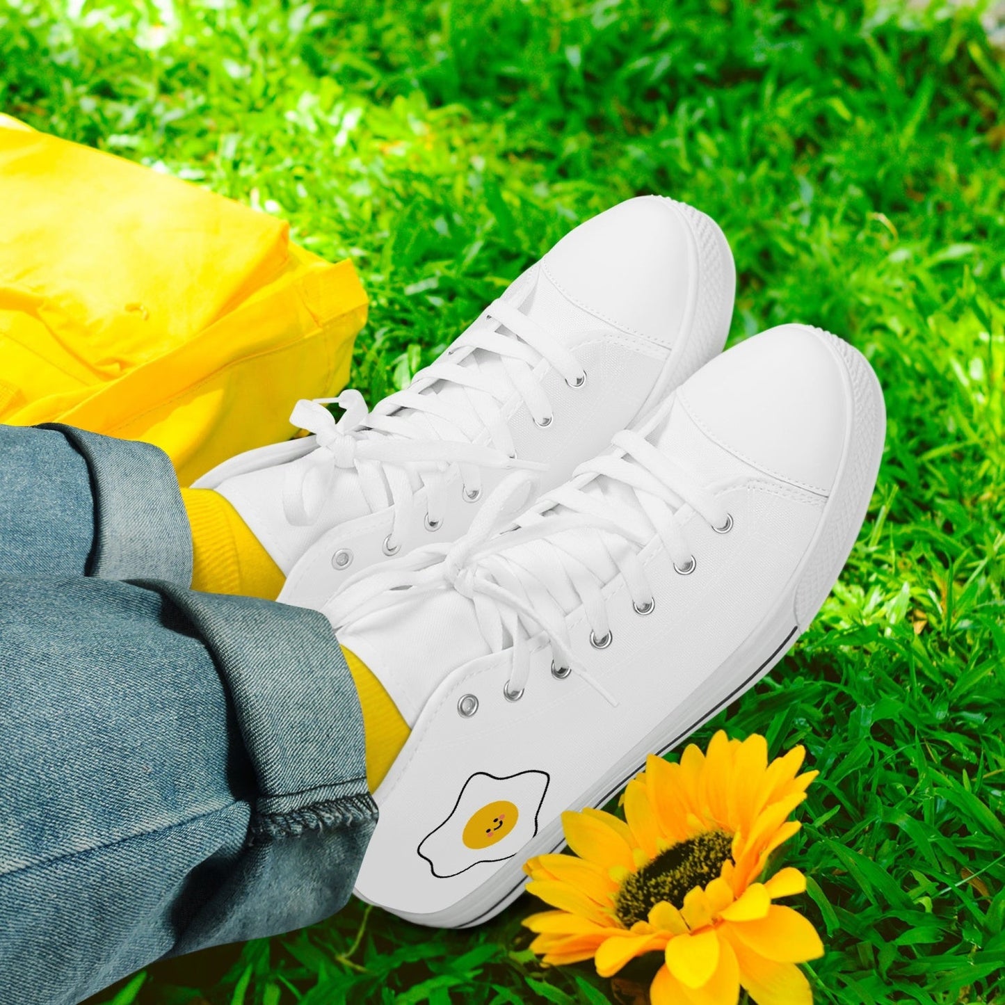 Zapatillas altas clásicas de lona Jacki Easlick Lux Egg - Blanco/Negro 