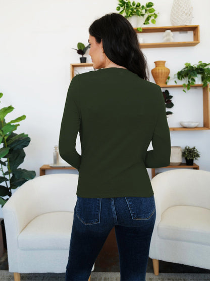 Camiseta de manga larga con cuello alto fruncido