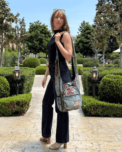 Bolso hobo vintage de patchwork con botella de agua de la colección Kathmandu