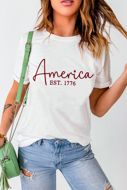 Camiseta de manga corta con cuello redondo y gráfico de letras
