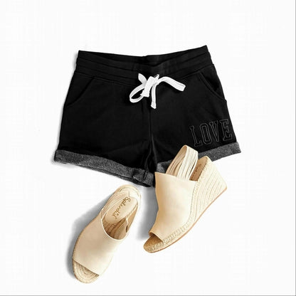 Short basique en molleton français brodé Love