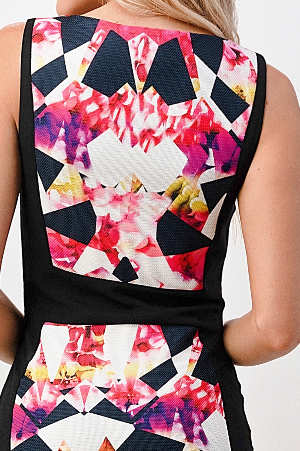 Vestido ajustado con estampado floral geométrico
