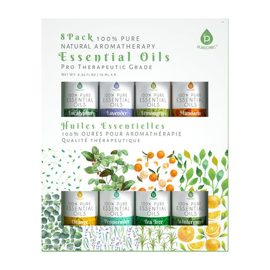 Paquete de 8 aceites esenciales de aromaterapia 100% puros