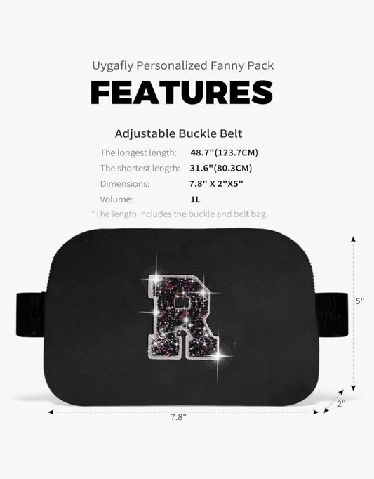 Teacher Appreciation Gift – Initial “R” Black Crossbody Bag