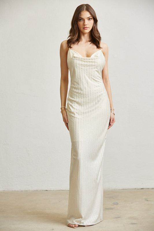 Robe Adan en satin à col bénitier