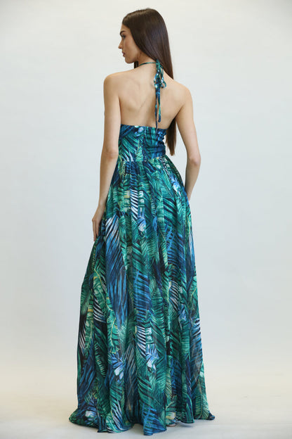 Amata - Robe à imprimé feuilles de la jungle