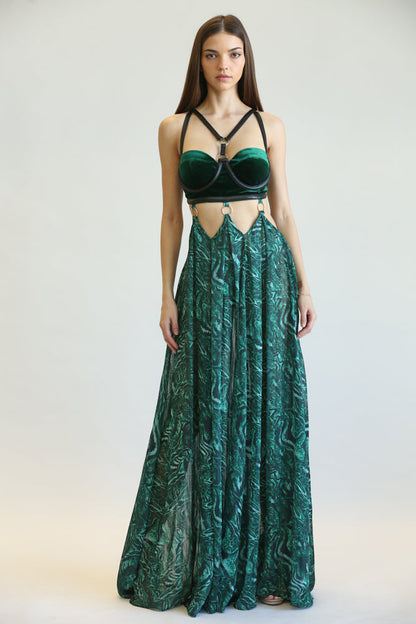 Robe chic en velours et guépard 