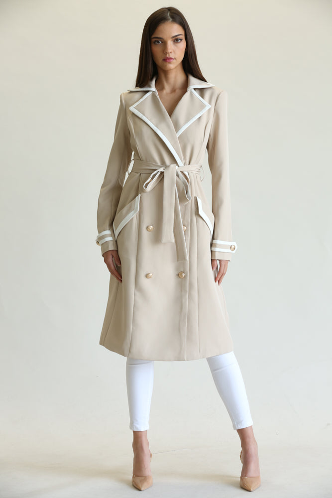 Manteau long et élégant avec ceinture pour femme