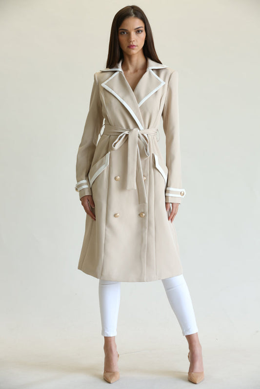 Manteau long et élégant avec ceinture pour femme