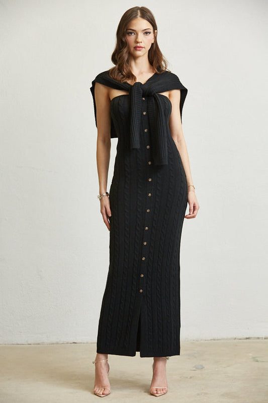 Robe en tricot sans manches et robe pull longue de Rose Paulino