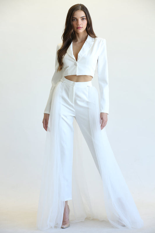 Julieta - Conjunto de blazer + pantalón + falda de tul