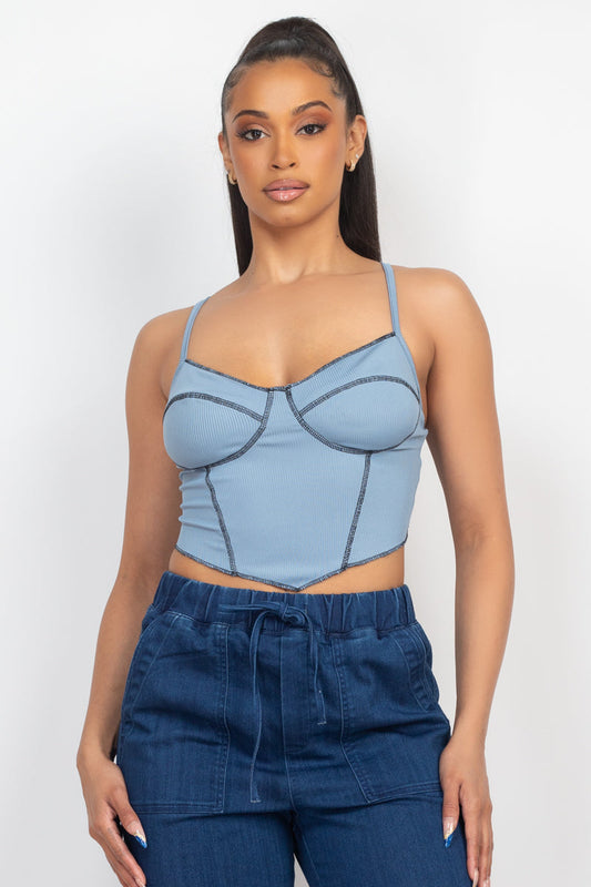 Top bustier sin mangas acanalado