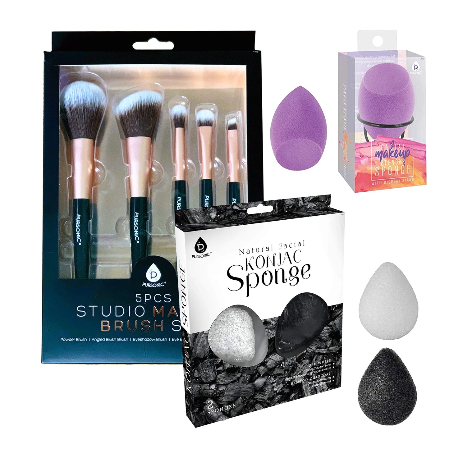 Paquete de artículos esenciales de belleza: Esponja para difuminar maquillaje facial + base natural