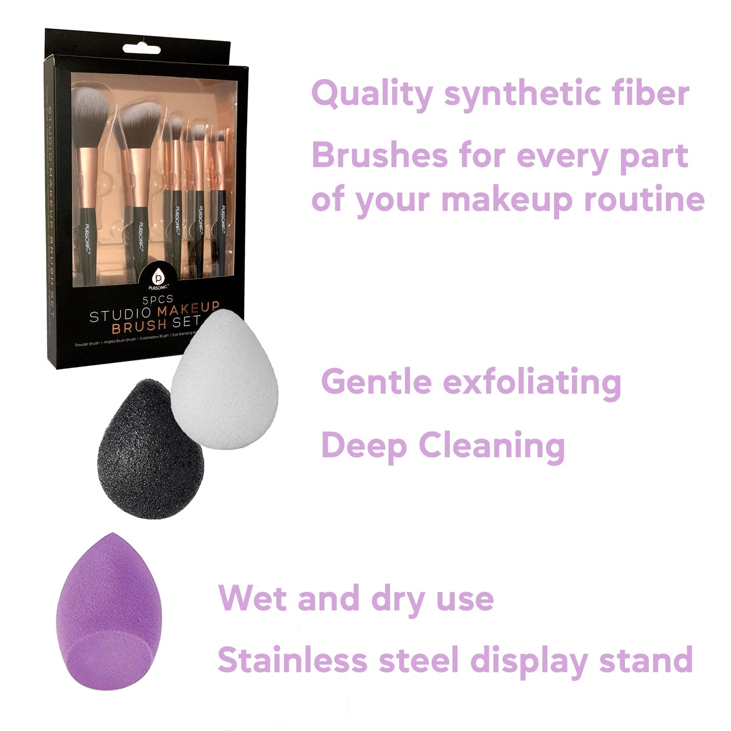 Paquete de artículos esenciales de belleza: Esponja para difuminar maquillaje facial + base natural