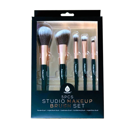 Juego de 5 brochas de maquillaje de estudio (negras) 