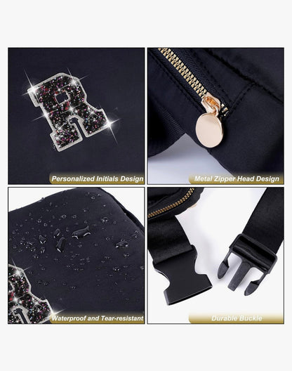 Teacher Appreciation Gift – Initial “R” Black Crossbody Bag