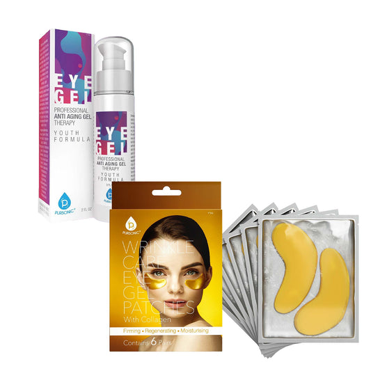 Paquete Pursonic Youthful Eyes: Gel antienvejecimiento profesional para ojos de 2 oz y