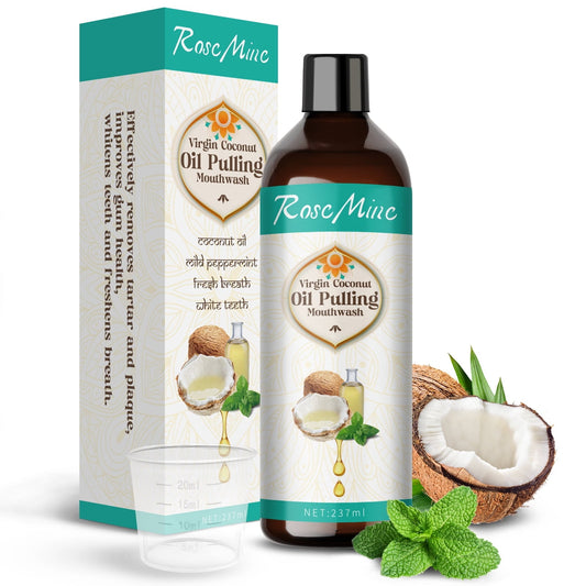 Aceite de coco para enjuague bucal (8 onzas líquidas) sin alcohol para una boca fresca