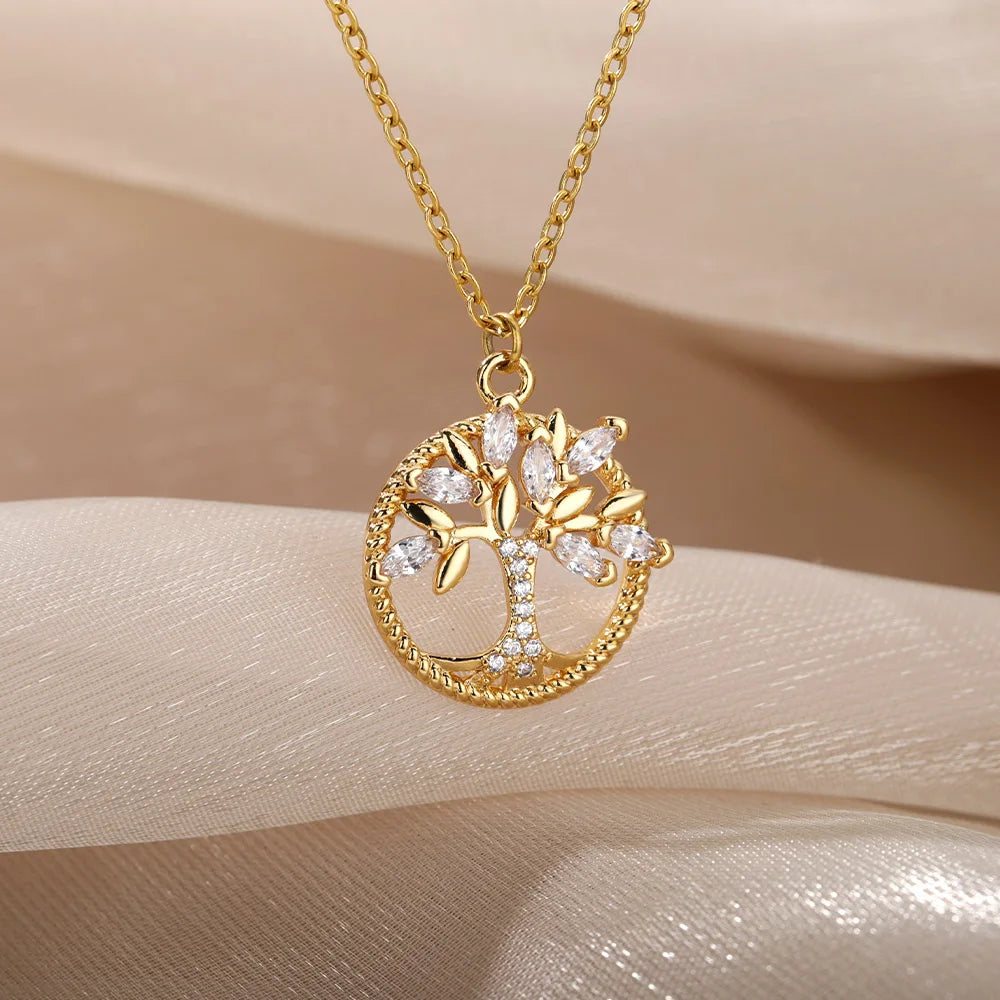 Hermoso collar de cristal del árbol de la vida