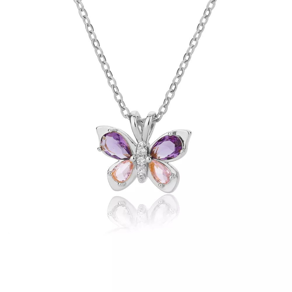 Cute Crystal Butterfly Necklace