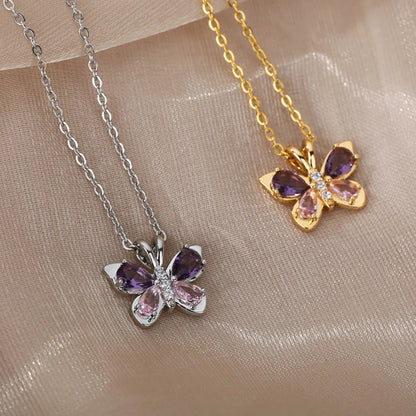 Cute Crystal Butterfly Necklace