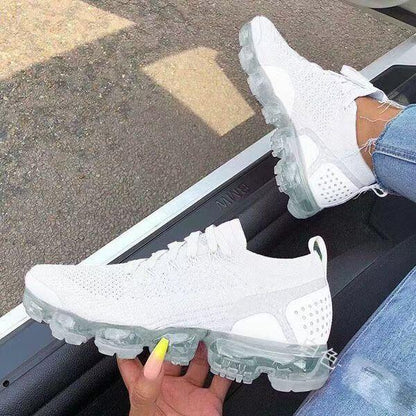 Zapatillas moradas 2021 para mujer, zapatos casuales de malla con colchón de aire, planas 