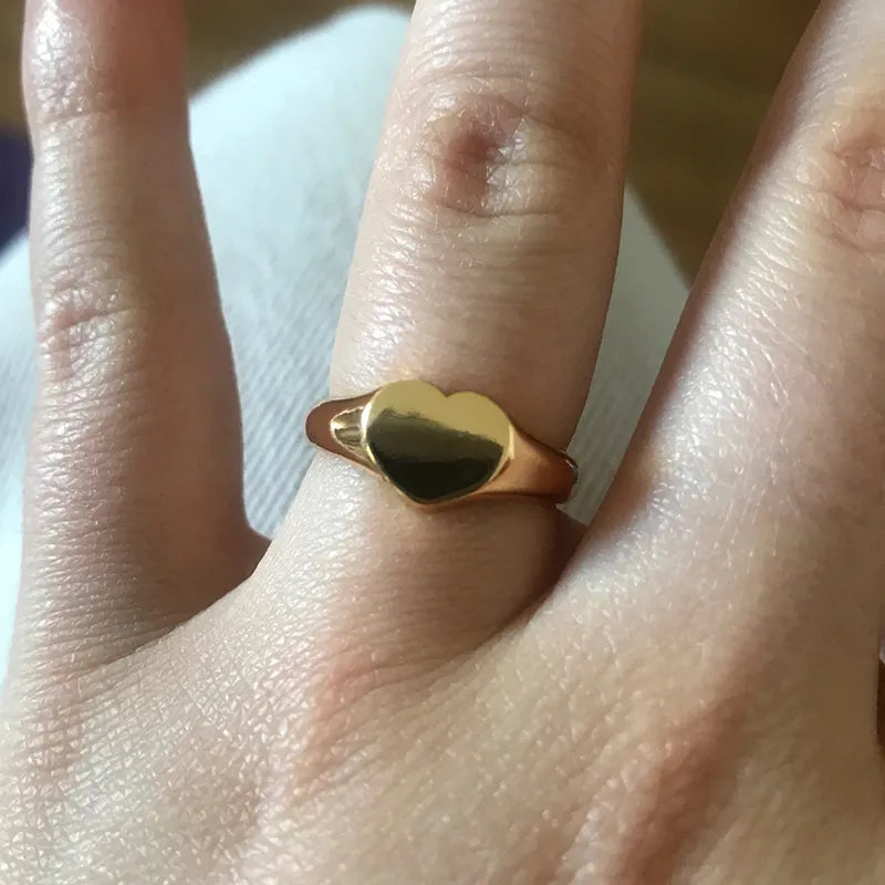 Anillo de corazón de acero inoxidable