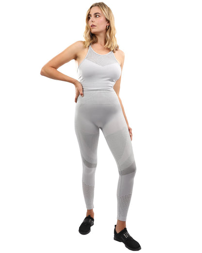 Conjunto de leggings y sujetador deportivo sin costuras Helia - Gris