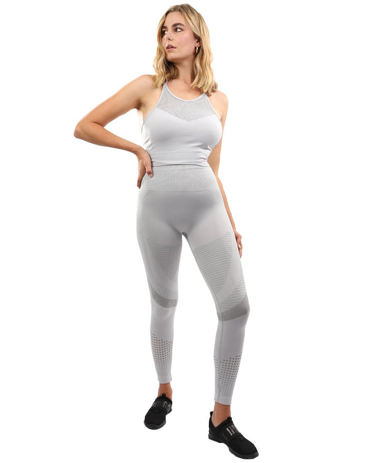 Ensemble legging et soutien-gorge de sport sans coutures Helia - Gris