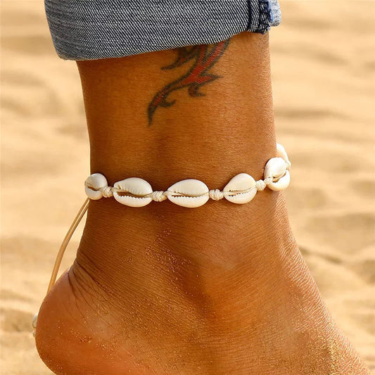 Tobillera de concha estilo bohemio chic