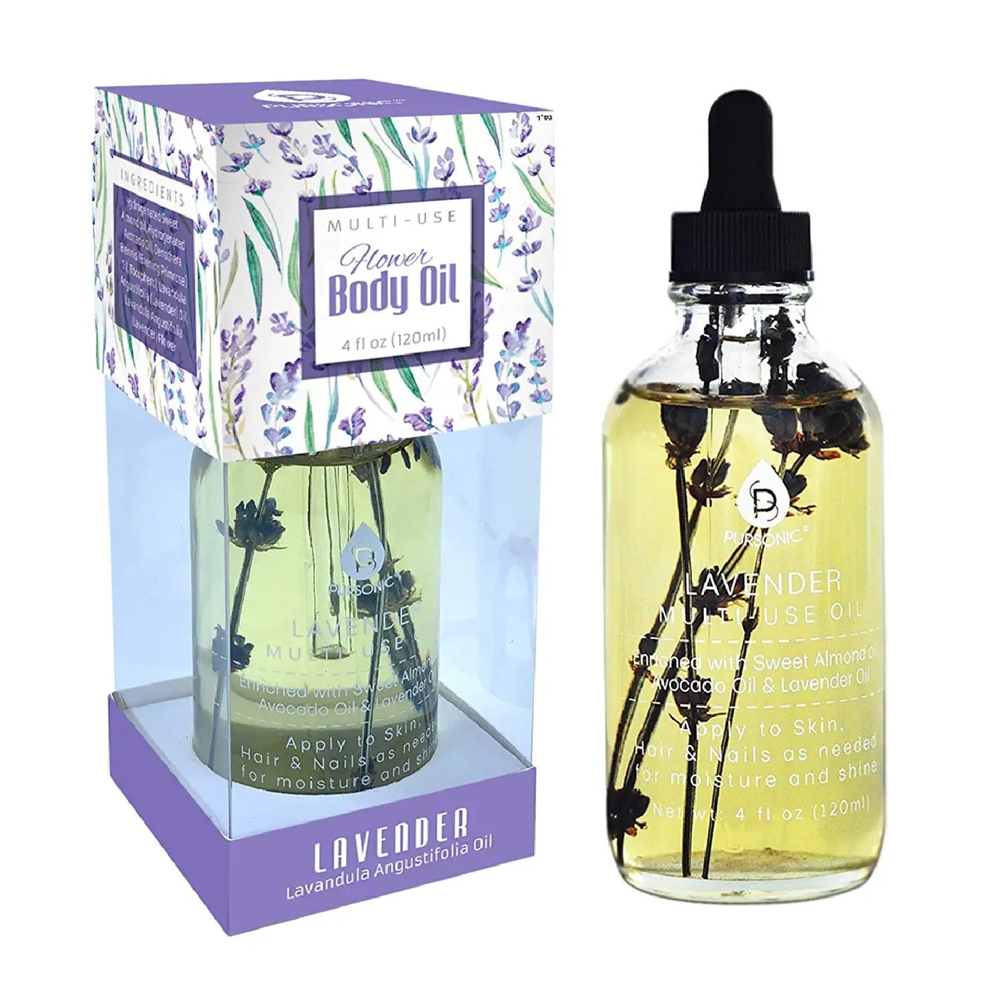 Aceites corporales multiusos de flor de lavanda, 4 oz 