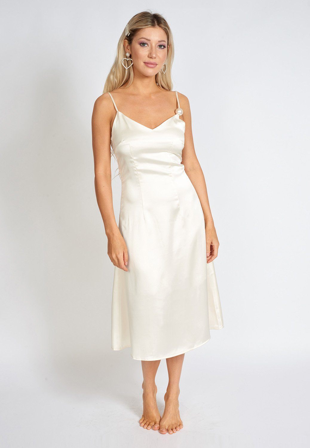 Vestido lencero de satén perlado Léonie One