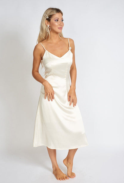 Vestido lencero de satén perlado Léonie One