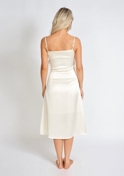 Vestido lencero de satén perlado Léonie One