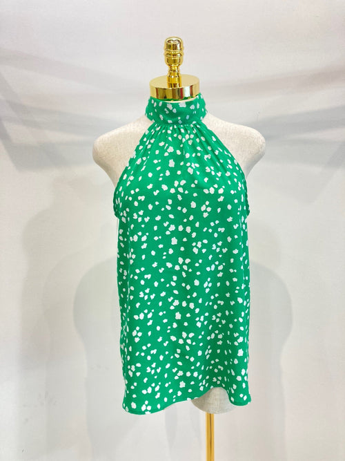 Top sin mangas con cuello halter y estampado abstracto