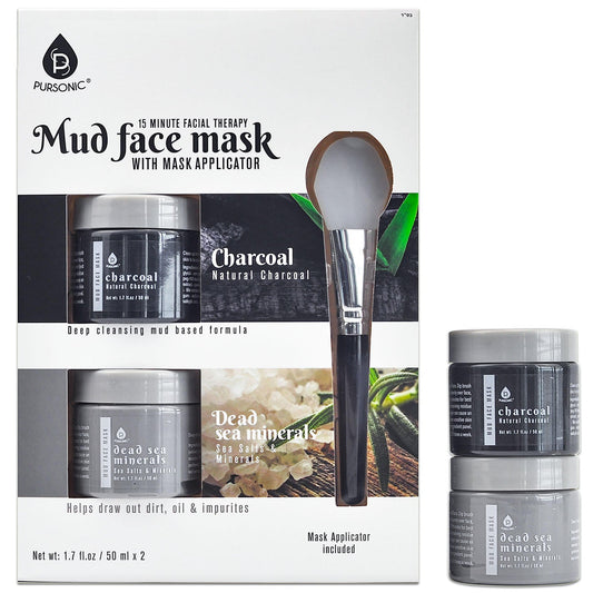 Mascarilla facial de barro para terapia facial (paquete de 2) con aplicador