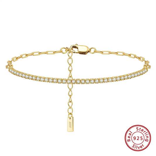 Bracelet tennis trombone plaqué or 14 carats